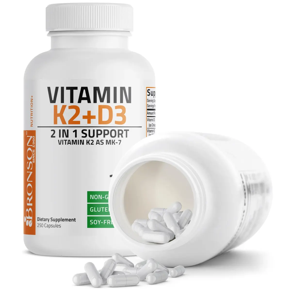 Bronson Vitamin K2 D3 Complex 250 Capsules | Bone, Heart & Immune Support with MK-7 - view 6
