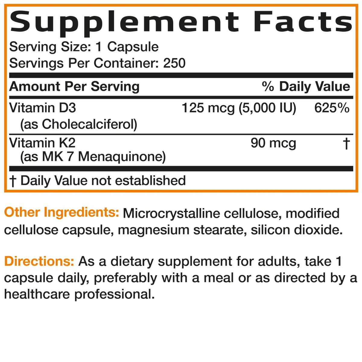 Bronson Vitamin K2 D3 Complex 250 Capsules | Bone, Heart & Immune Support with MK-7 - view 8