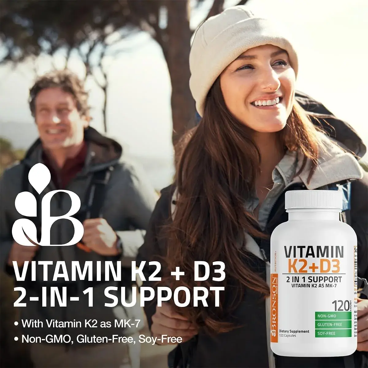 Bronson Vitamin K2 D3 Complex 250 Capsules | Bone, Heart & Immune Support with MK-7 - view 3
