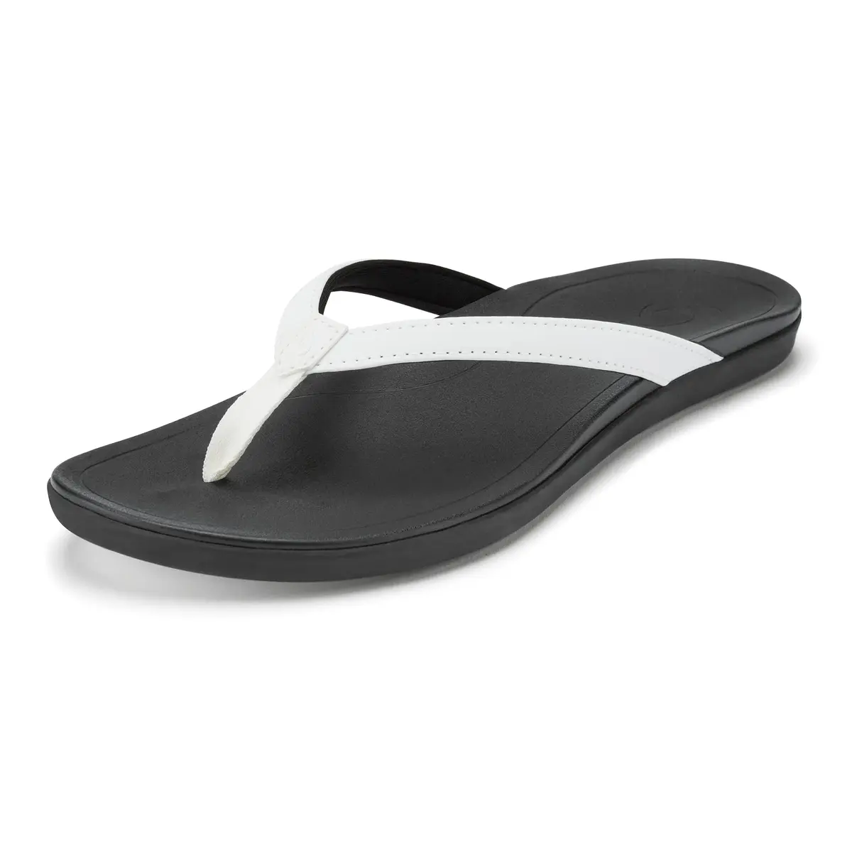 OluKai Ho'opio Women's Beach Sandals Water Resistant & All-Day Comfort | Minimalist Flip-Flops in White/Onyx - main product image