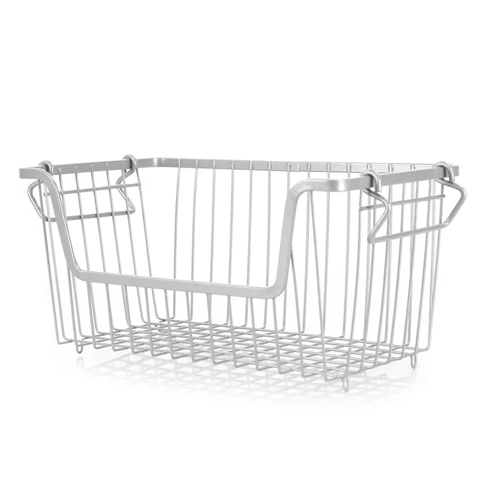Home Basics Steel Wire Storage Organizer Basket Bin with Handles | Stackable, Durable, Open Front Design - main product image