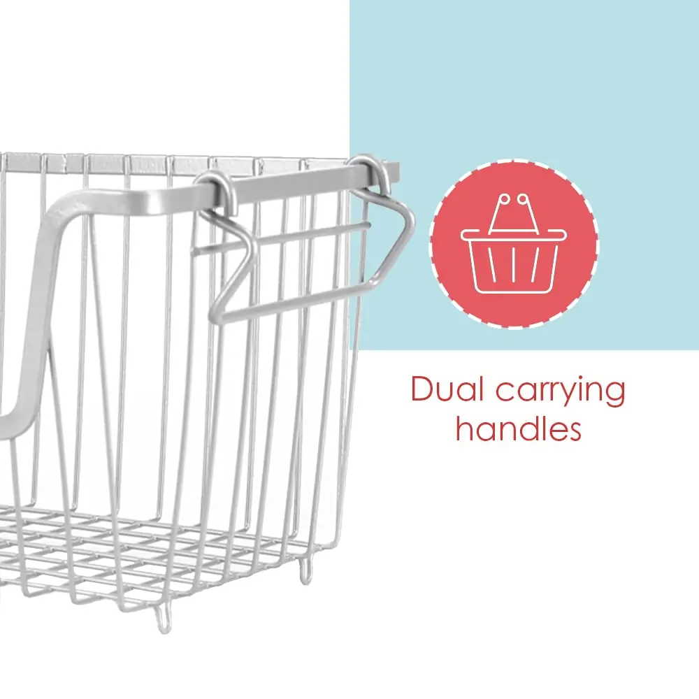 Home Basics Steel Wire Storage Organizer Basket Bin with Handles | Stackable, Durable, Open Front Design - view 5
