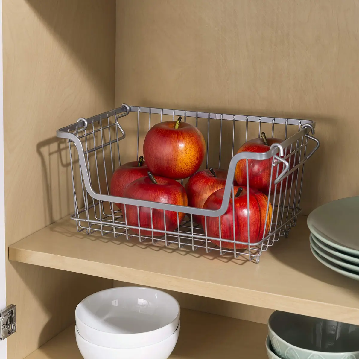 Home Basics Steel Wire Storage Organizer Basket Bin with Handles | Stackable, Durable, Open Front Design - view 6