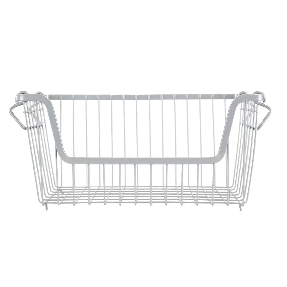Home Basics Steel Wire Storage Organizer Basket Bin with Handles | Stackable, Durable, Open Front Design - view 2
