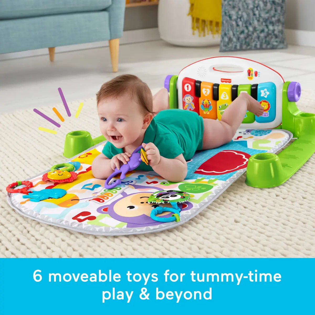 Fisher-Price Deluxe Kick & Play Piano Gym with Maracas | 3-Piece Set - view 3