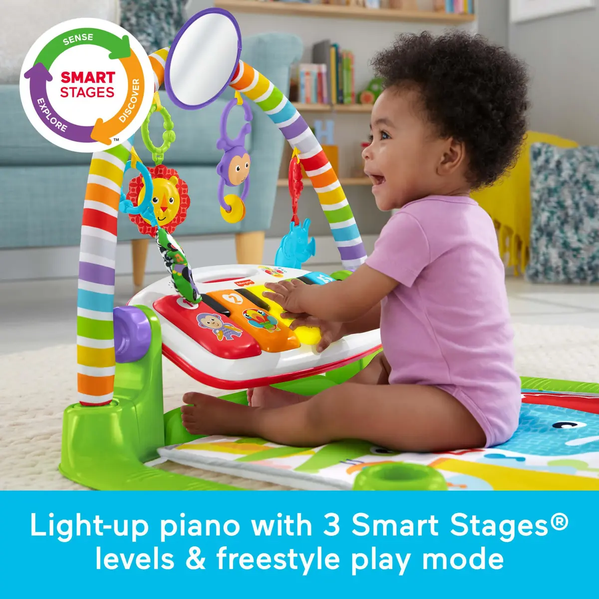 Fisher-Price Deluxe Kick & Play Piano Gym with Maracas | 3-Piece Set - view 4