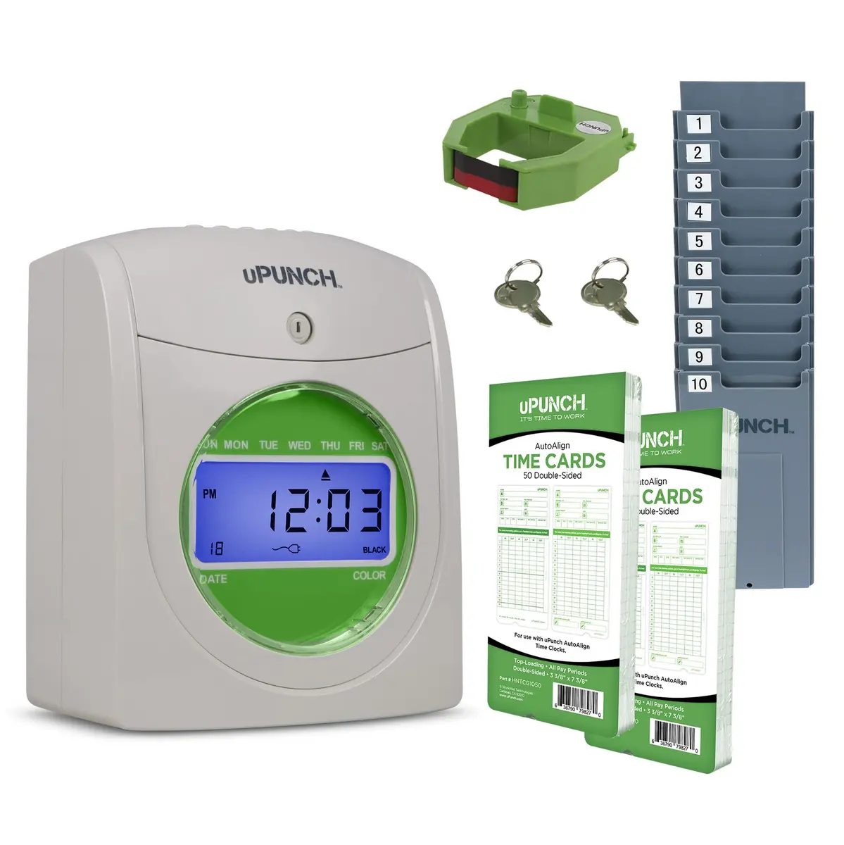 uPunch HN1500 Employee Time Clock System with 100 Cards | Cloud & Standalone - main product image
