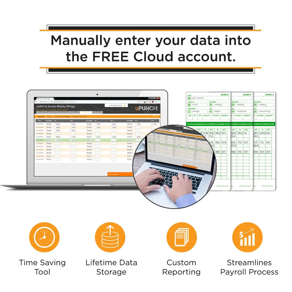uPunch HN1500 Employee Time Clock System with 100 Cards | Cloud & Standalone - view 7
