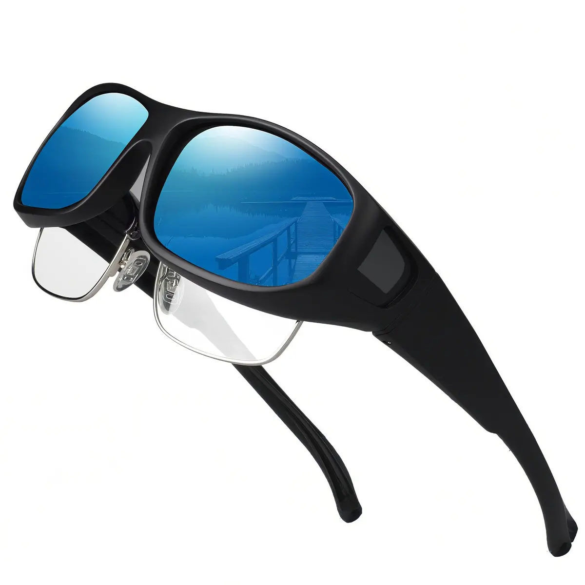 JIANGTUN Oversized Cover Prescription Sunglasses | Warp Around Polarized Fitover UV Protection - main product image