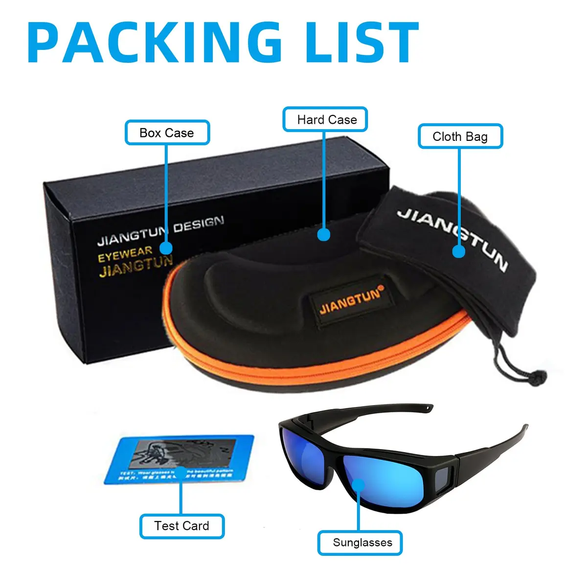 JIANGTUN Oversized Cover Prescription Sunglasses | Warp Around Polarized Fitover UV Protection - view 6