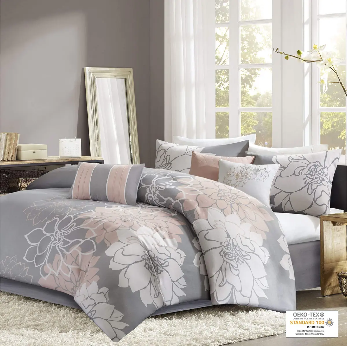 Madison Park Sateen Cotton Floral Comforter Set King | All Season OEKO-TEX Certified - view 3