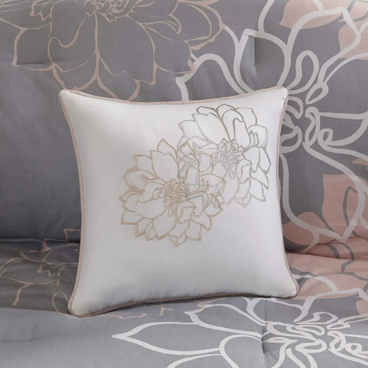 Madison Park Sateen Cotton Comforter Set, 7PC Cal King | Floral Medallion Design, All Season, OEKO-TEX Certified - view 8