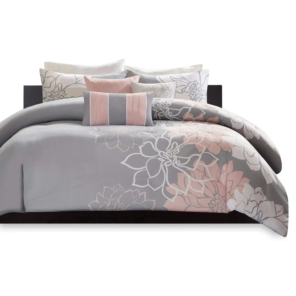 Madison Park Sateen Cotton Comforter Set, 7PC Cal King | Floral Medallion Design, All Season, OEKO-TEX Certified - view 9
