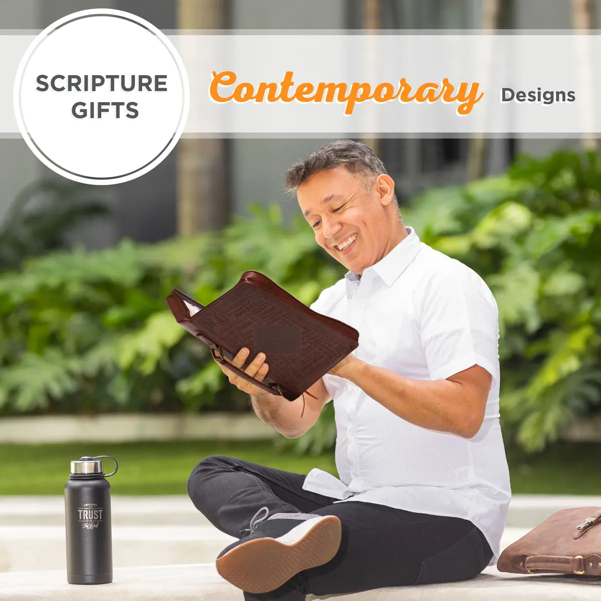 Christian Art Gifts Brown Faux Leather Bible Cover for Men & Women | Exodus 34:6 Scripture Case - view 7