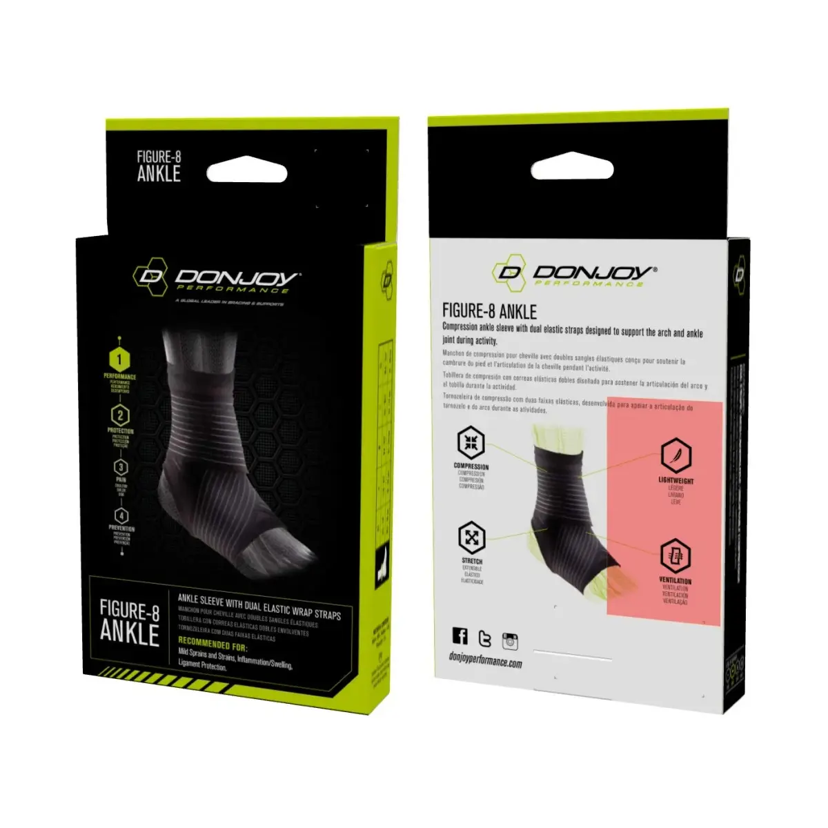 DonJoy Performance Figure 8 Ankle Sleeve with Straps Small | Moderate Support for Sprains, Strains, Inflammation - view 4
