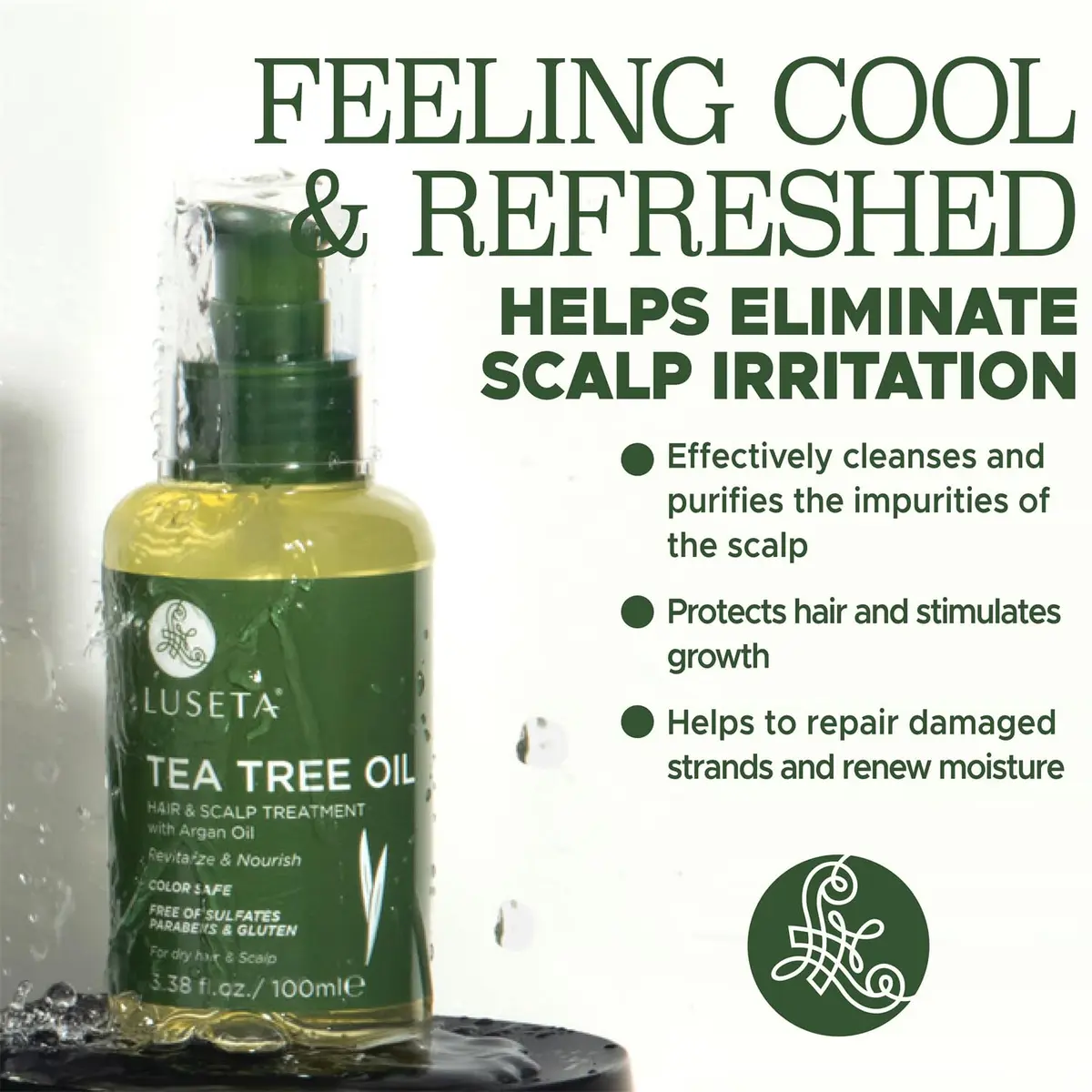 Luseta Tea Tree Hair Oil Serum for Oily Damaged Hair | Nourishing & Revitalizing, 3.38 oz - view 3