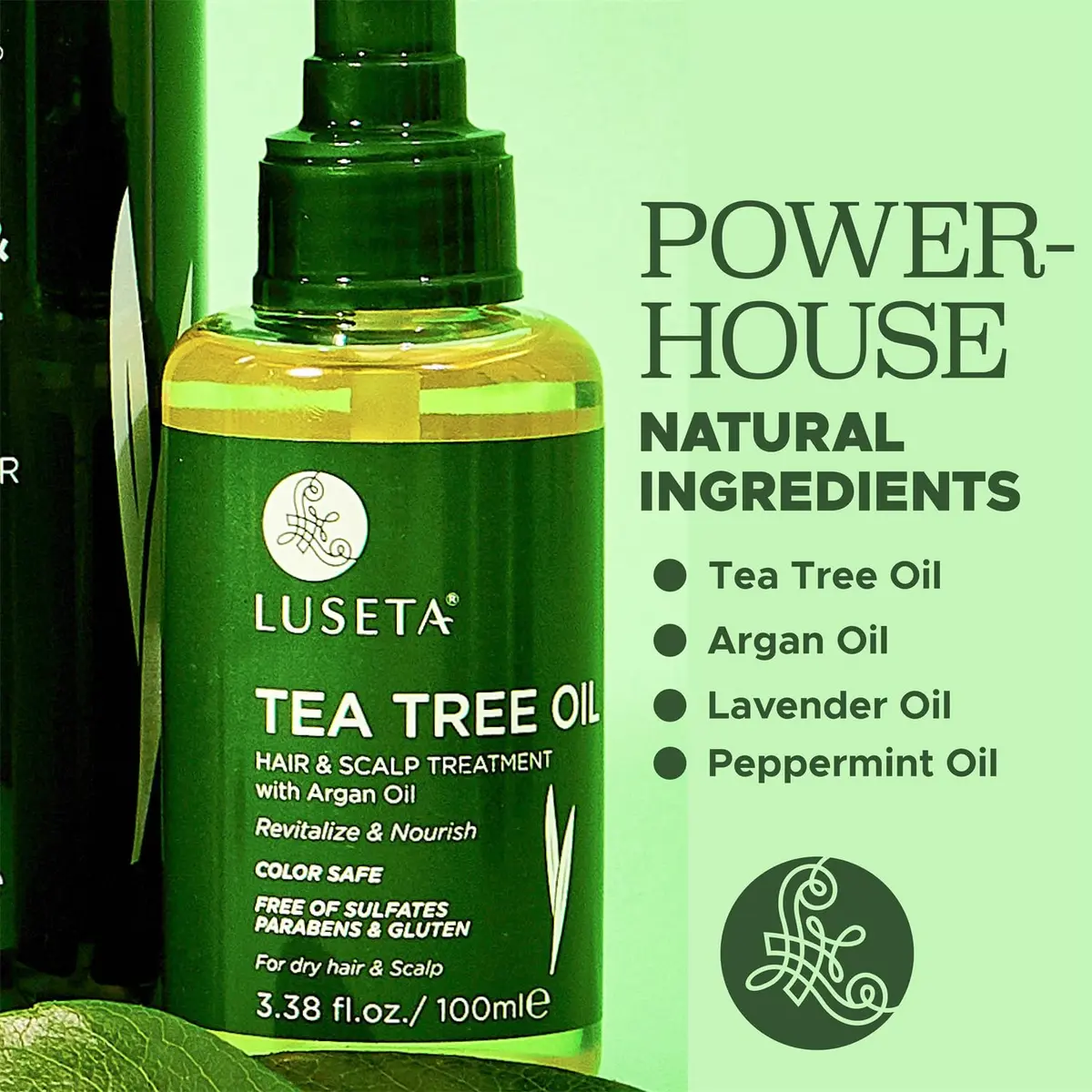 Luseta Tea Tree Hair Oil Serum for Oily Damaged Hair | Nourishing & Revitalizing, 3.38 oz - view 4