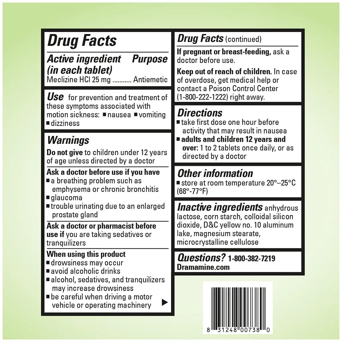 Dramamine Nausea Relief Tablets, Long-Lasting, 20 Tablets (2 x 10 Ct) | Fast Relief for Motion Sickness & Nausea - view 7