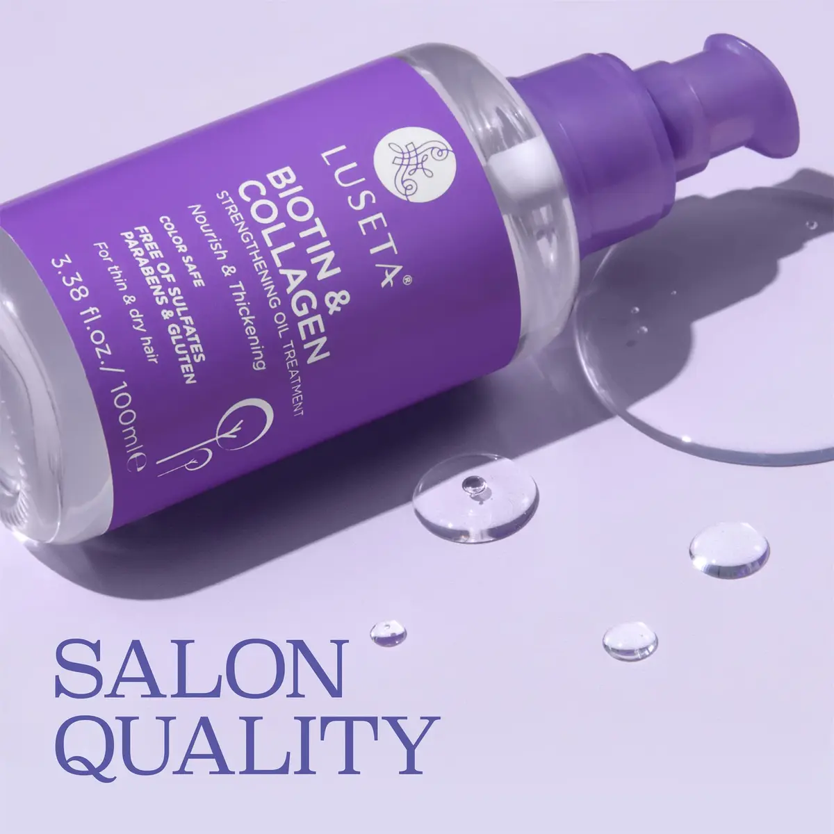 L LUSETA Biotin & Collagen Hair Oil Serum for Thin Hair, 3.38 fl oz | Nourishes & Thickens - view 2