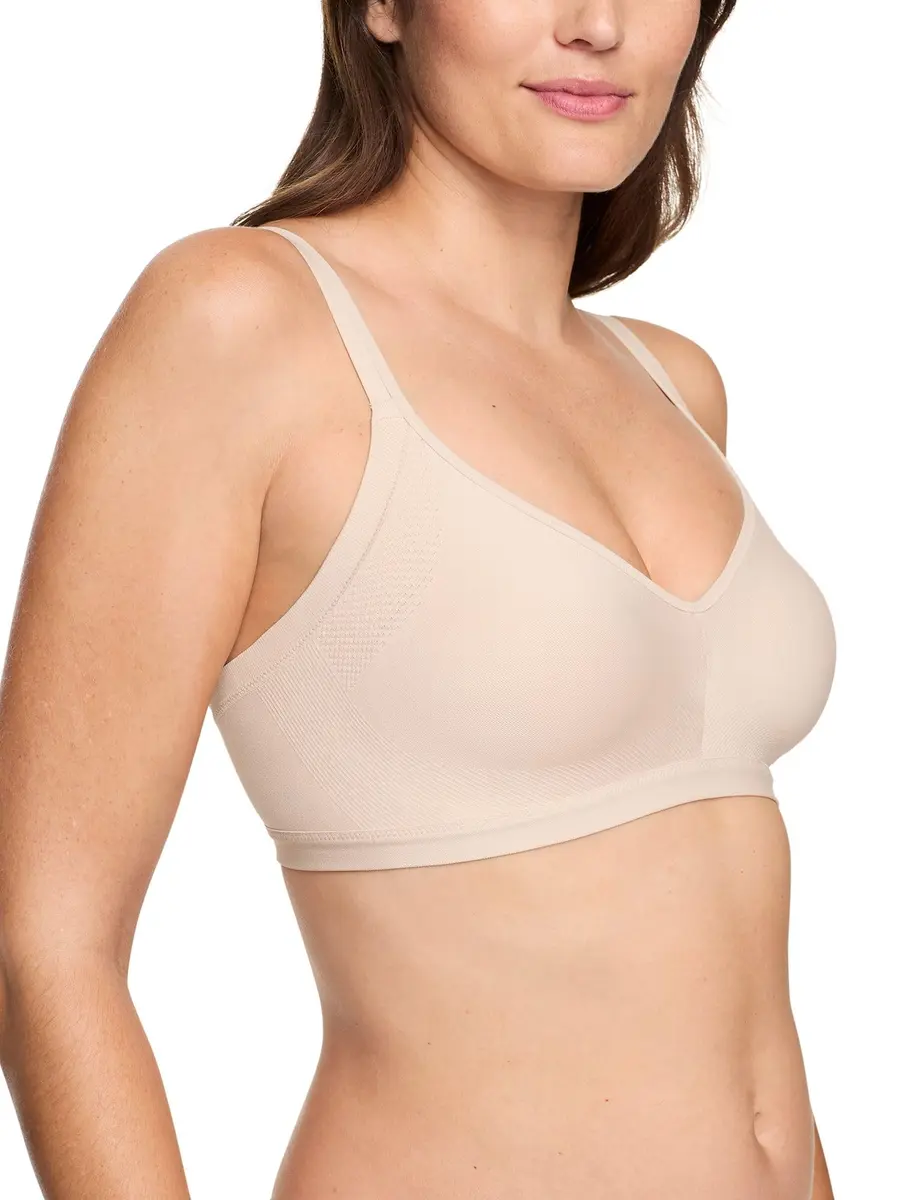 Warner's Blissful Benefits Underarm-Smoothing Wireless Lightly Lined Bra, Butterscotch, XL - main product image