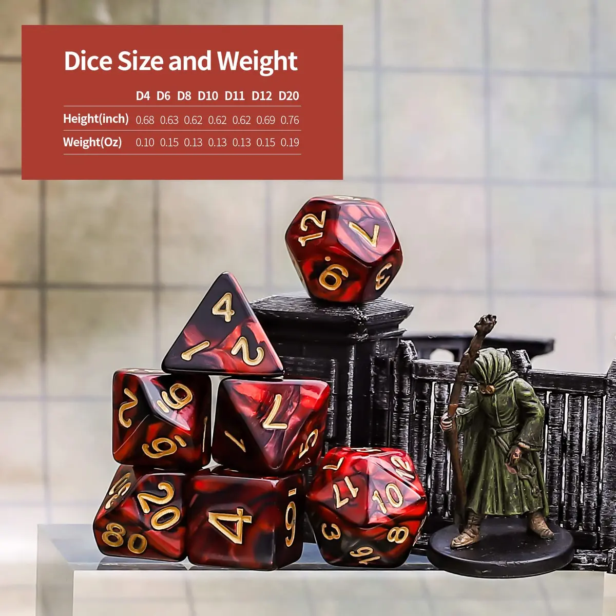 CiaraQ Polyhedral Dice Set – Two-Tone Colors – DND Role Playing Dice | Durable Acrylic, 7-Piece, 16mm - view 4