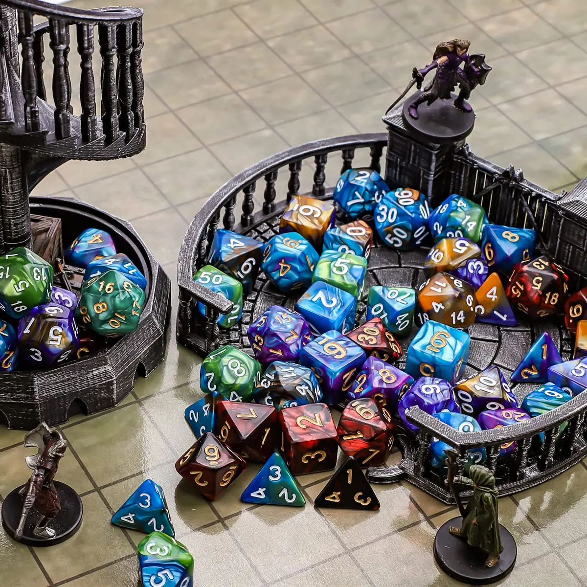 CiaraQ Polyhedral Dice Set – Two-Tone Colors – DND Role Playing Dice | Durable Acrylic, 7-Piece, 16mm - view 6