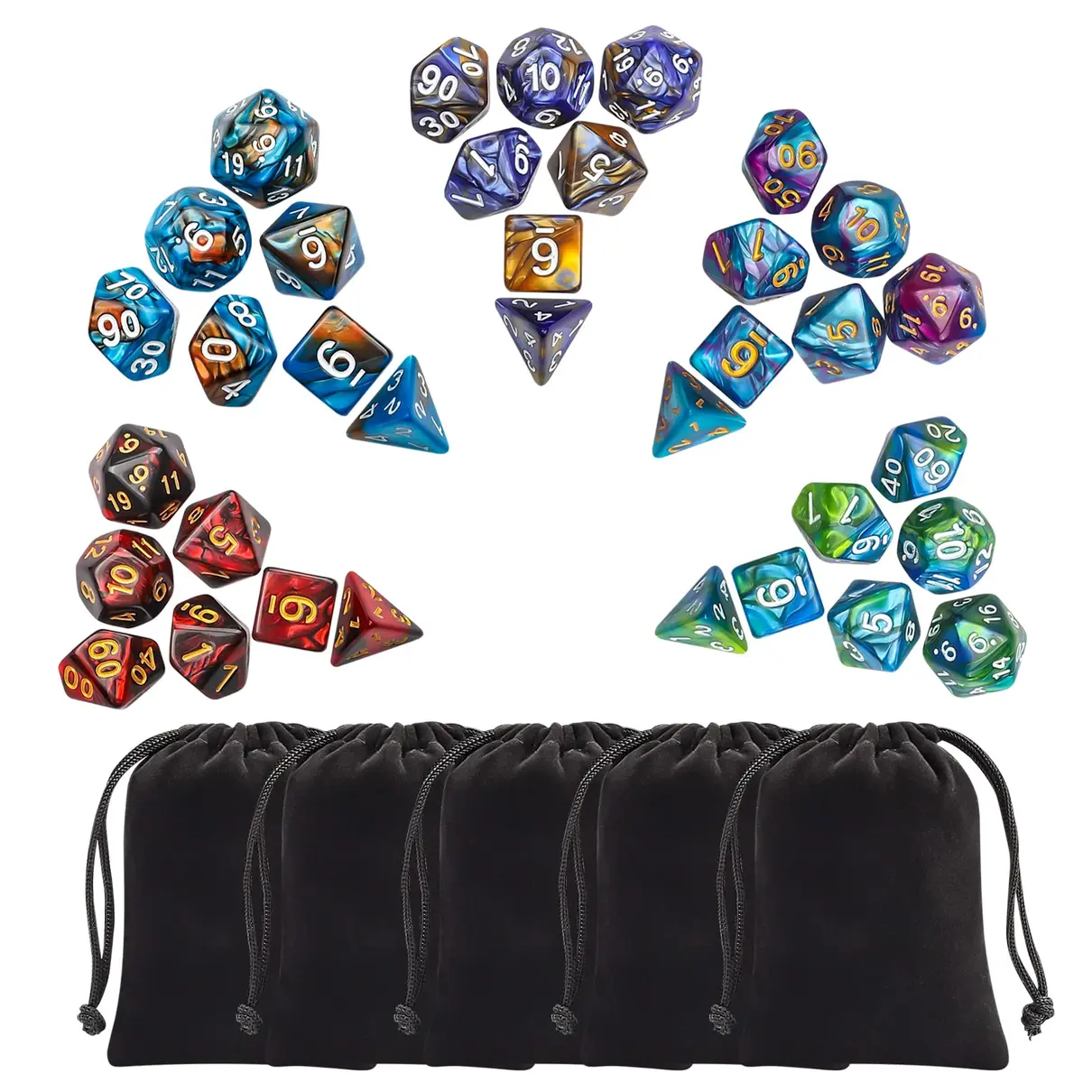 CiaraQ Polyhedral Dice Set – Two-Tone Colors – DND Role Playing Dice | Durable Acrylic, 7-Piece, 16mm - view 7