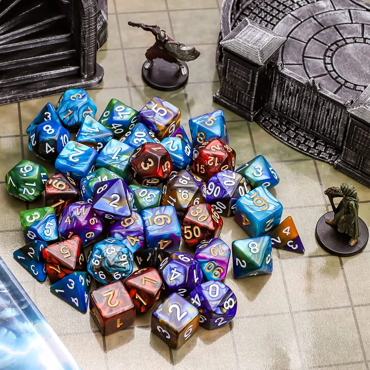 CiaraQ Polyhedral Dice Set – Two-Tone Colors – DND Role Playing Dice | Durable Acrylic, 7-Piece, 16mm - view 9