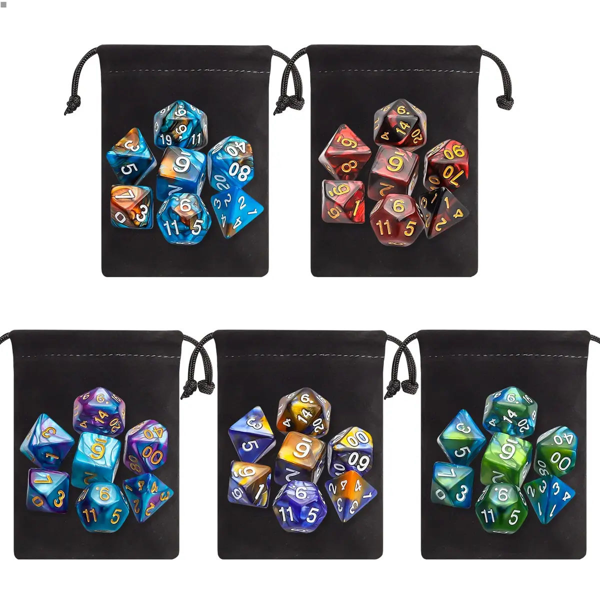 CiaraQ Polyhedral Dice Set – Two-Tone Colors – DND Role Playing Dice | Durable Acrylic, 7-Piece, 16mm - view 2