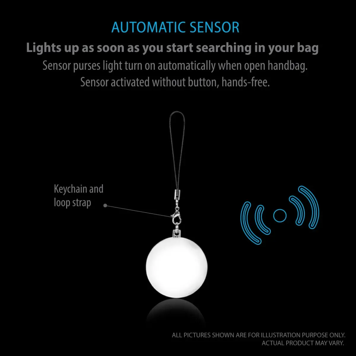 Deke Home Round Motion Sensor LED Handbag Light 2.6cm (1 inch) | Automatic On/Off for Bags - view 4