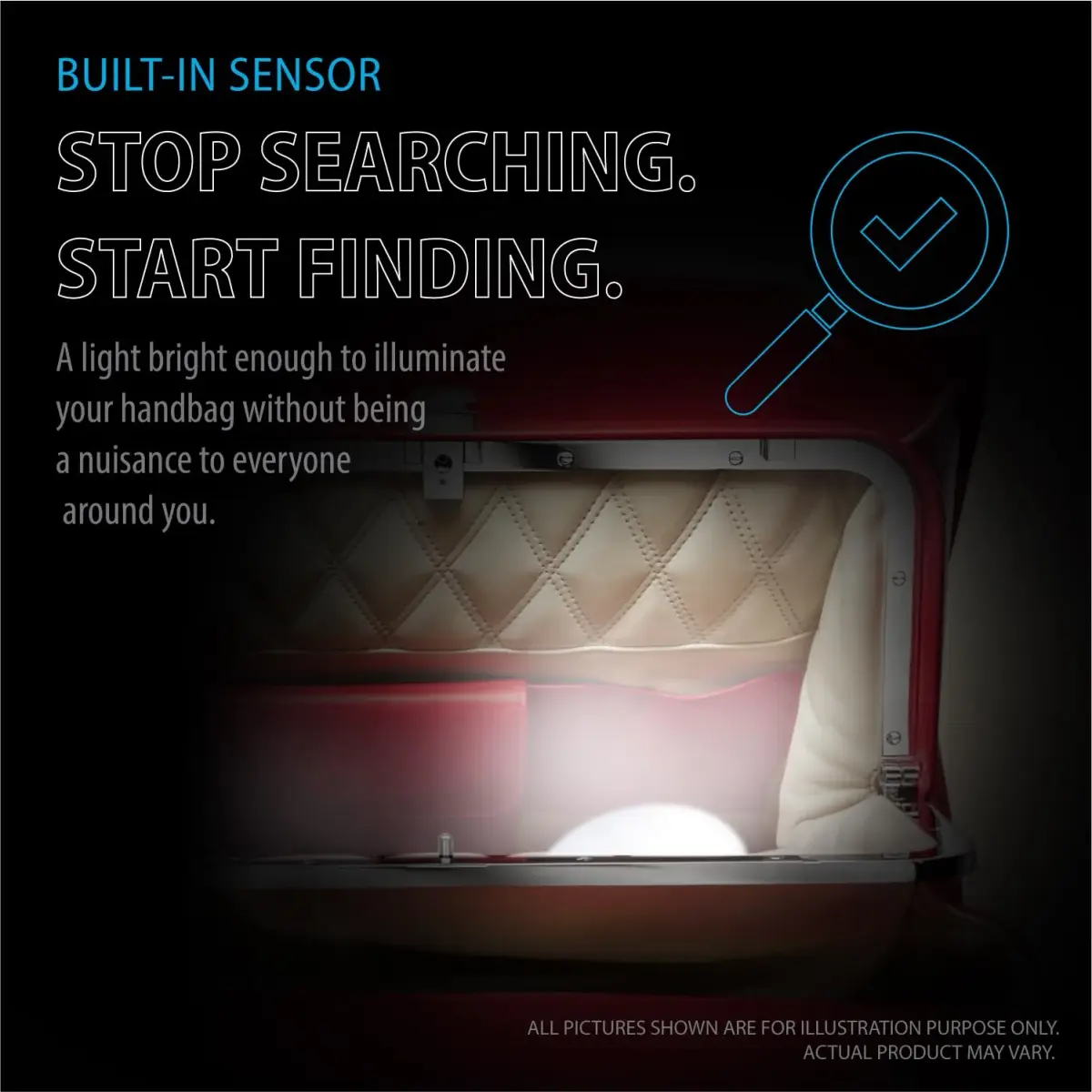 Deke Home Round Motion Sensor LED Handbag Light 2.6cm (1 inch) | Automatic On/Off for Bags - view 7