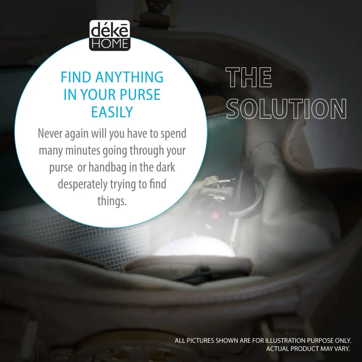 Deke Home Round Motion Sensor LED Handbag Light 2.6cm (1 inch) | Automatic On/Off for Bags - view 3