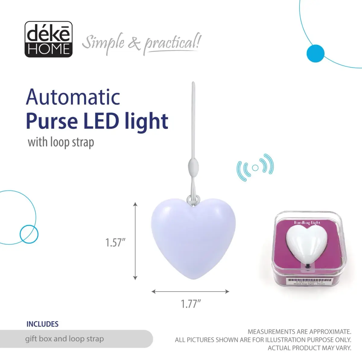 Deke Home Heart Shaped Purse Light | Motion Sensor LED Handbag Lamp with Auto On/Off - view 2
