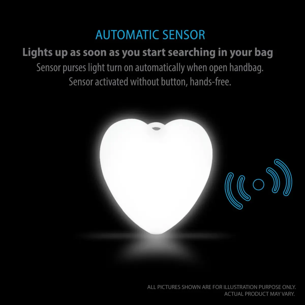 Deke Home Heart Shaped Purse Light | Motion Sensor LED Handbag Lamp with Auto On/Off - view 4