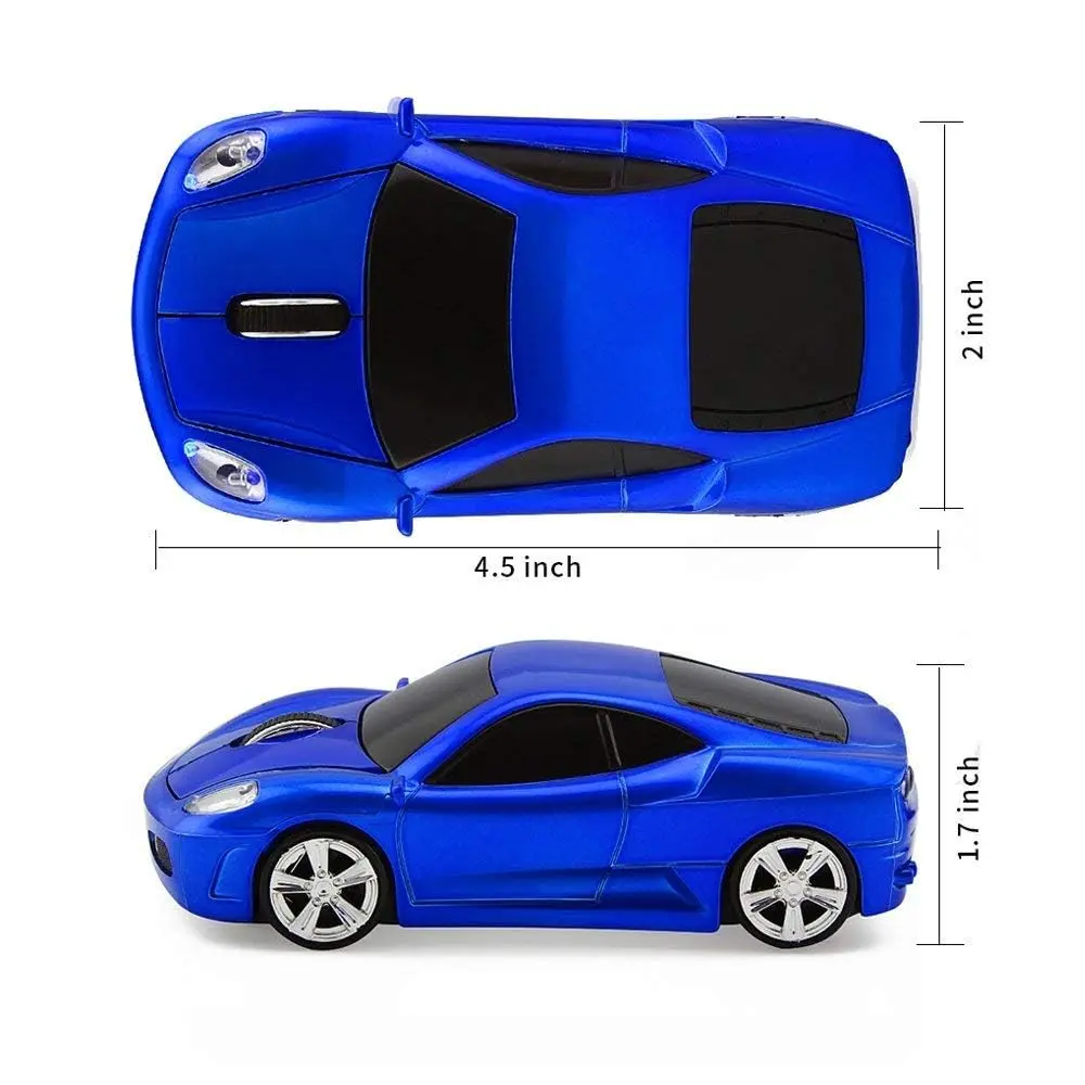 Jinfili Wireless Car Mouse 2.4GHz Optical USB Receiver 10m Range | Blue - view 2