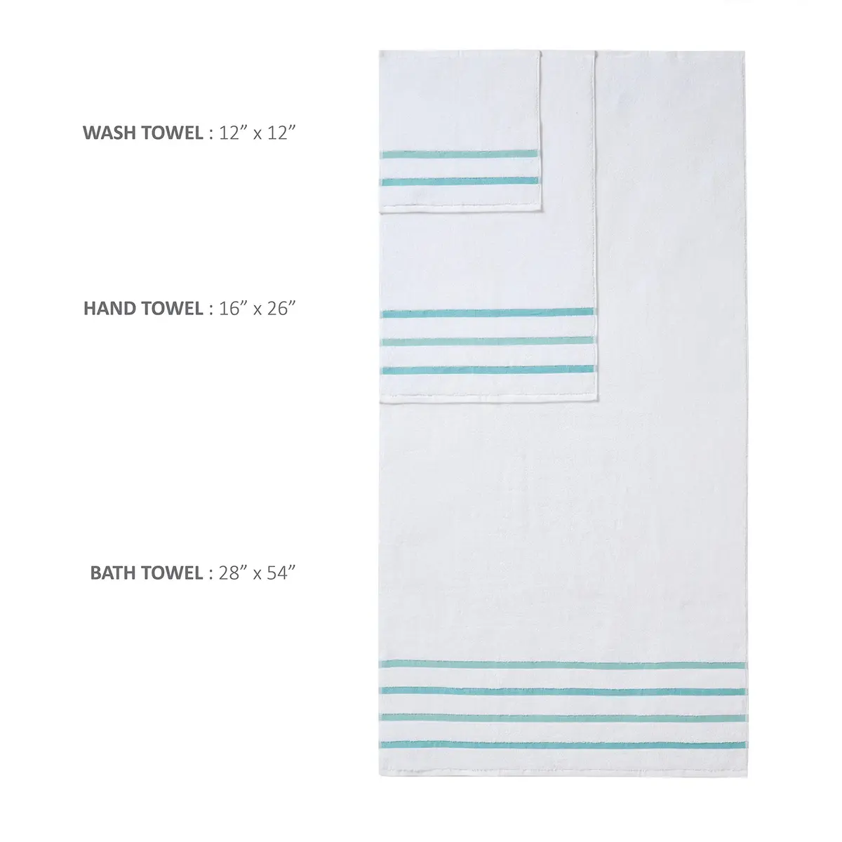 Comfort Spaces Zero Twist Bath Towel Set Cotton, 28 x 54, 8 Piece, Aqua | Ultra Absorbent & Lightweight - view 4