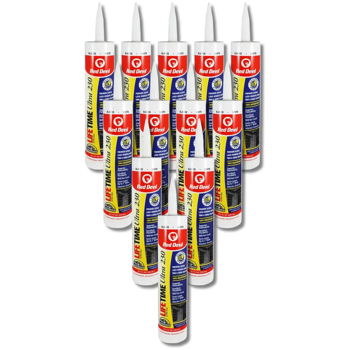 Red Devil Lifetime Ultra Premium Elastomeric Acrylic Latex Sealant, White, 10.1 oz Pack of 12 | Lifetime Durability Guarantee - main product image