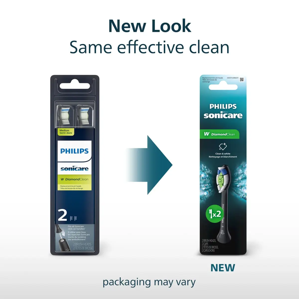 Philips Sonicare W DiamondClean Brush Heads Black 2-Pack (6 Month Supply) | Clinically Tested Whitening & Plaque Removal - view 2