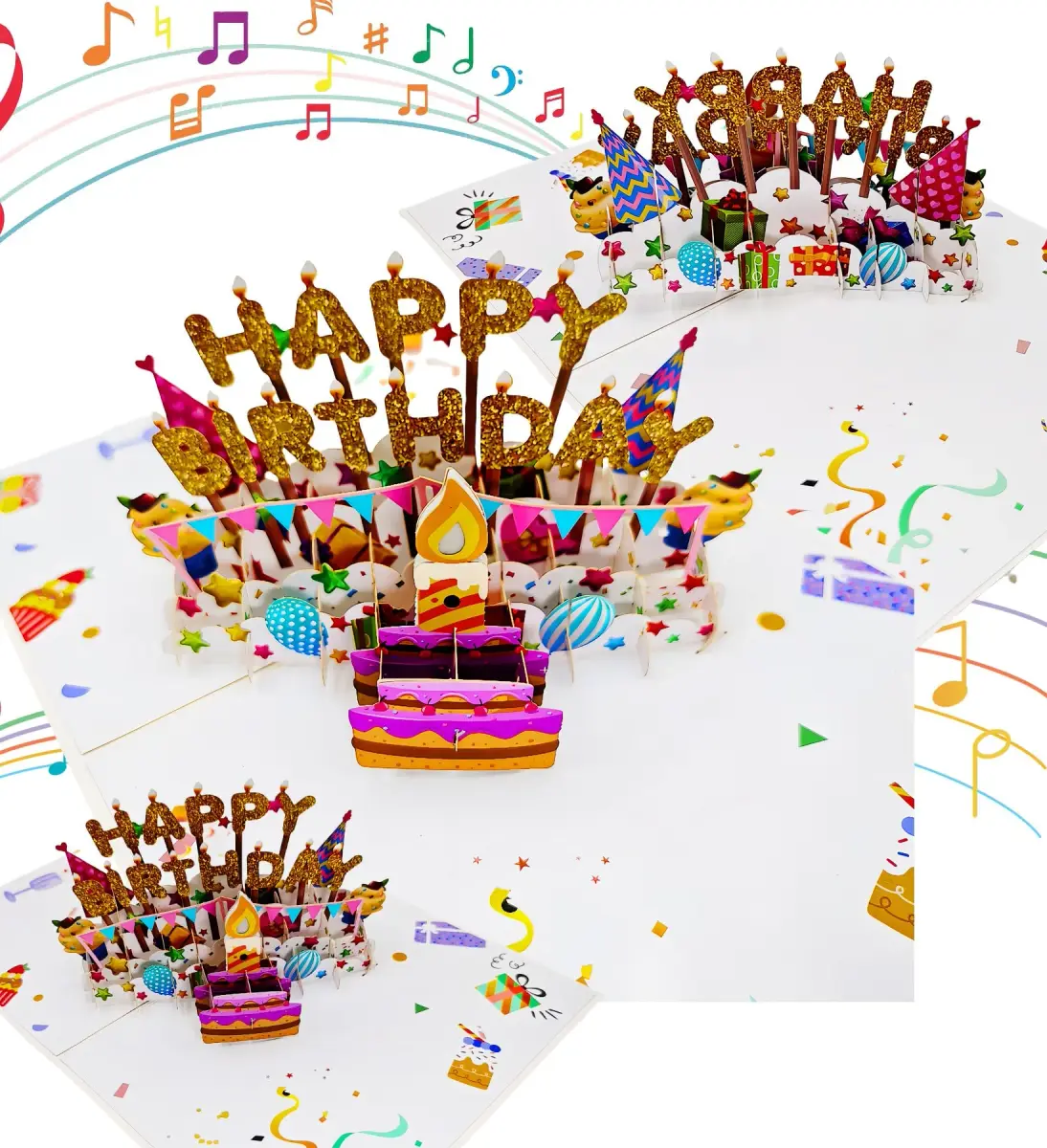 Akeydeco 3D Pop Up Birthday Cake Card with Light & Music | 1 Pack - view 6