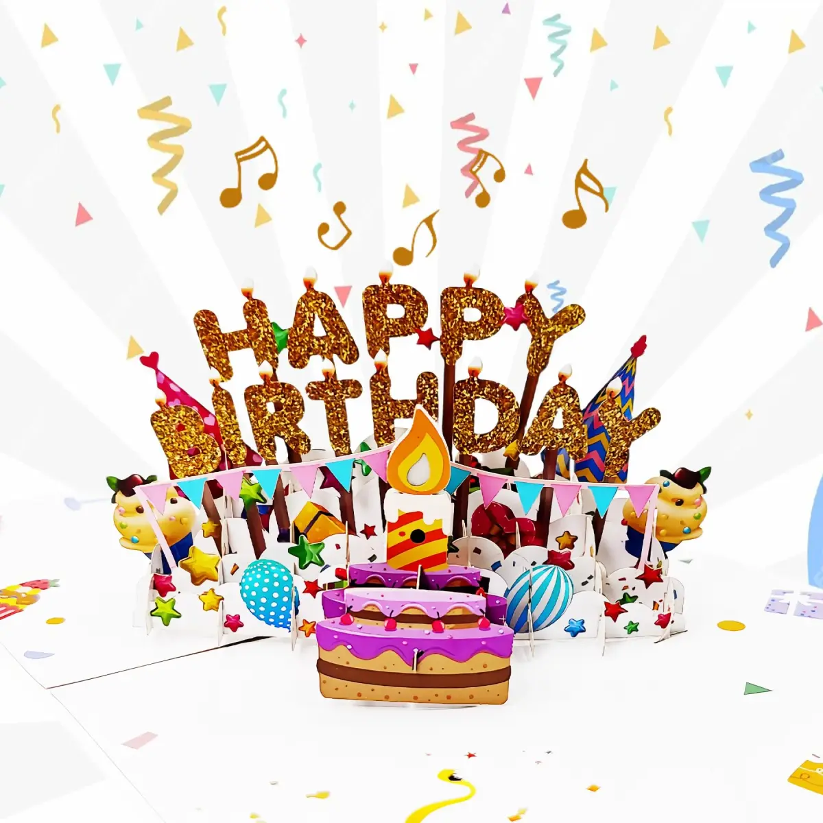 Akeydeco 3D Pop Up Birthday Cake Card with Light & Music | 1 Pack - view 8