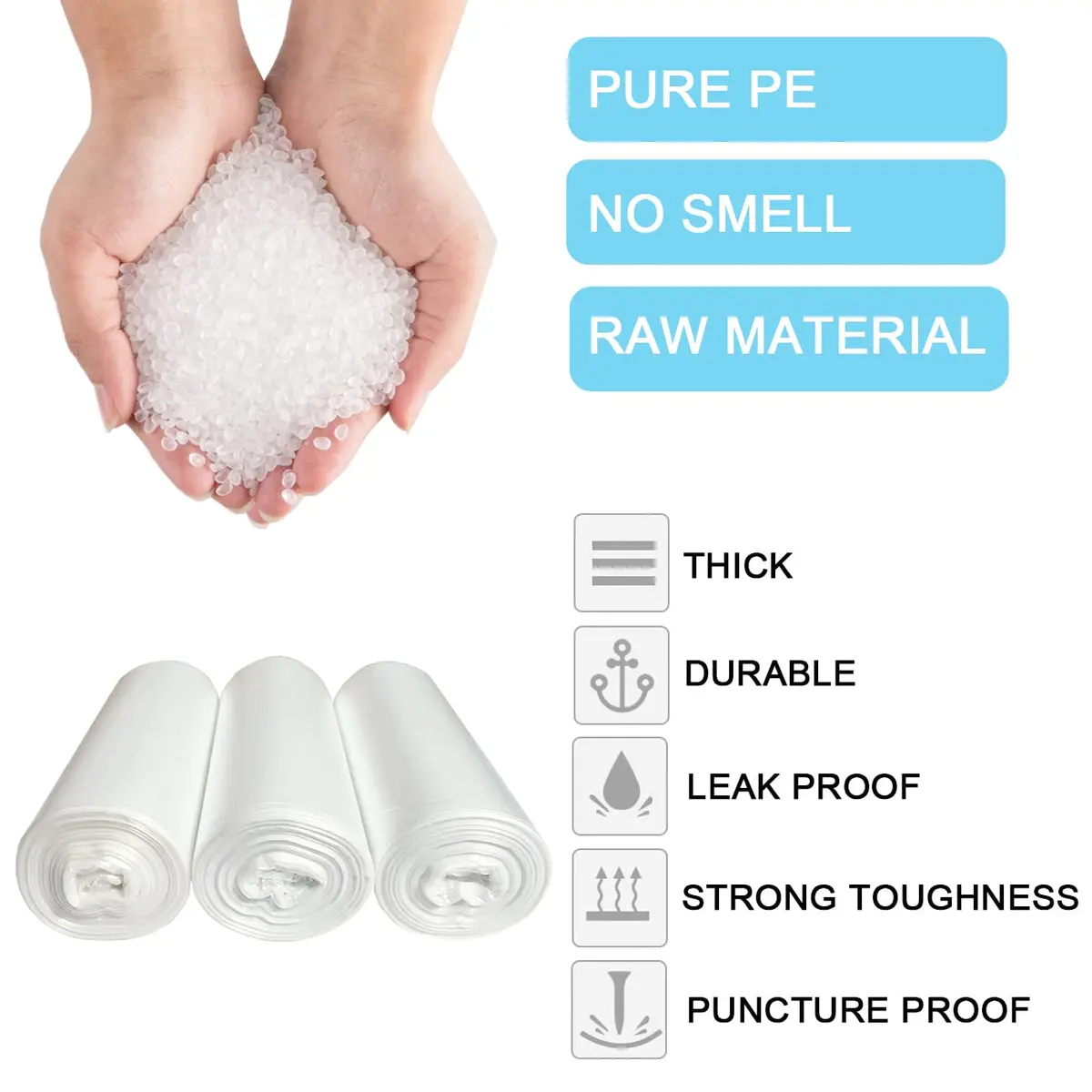 SOSOHOME Clear Trash Bags 6 Gallon (15 L) | 75 Counts, Fits 5-6 Gallon Bins - view 3