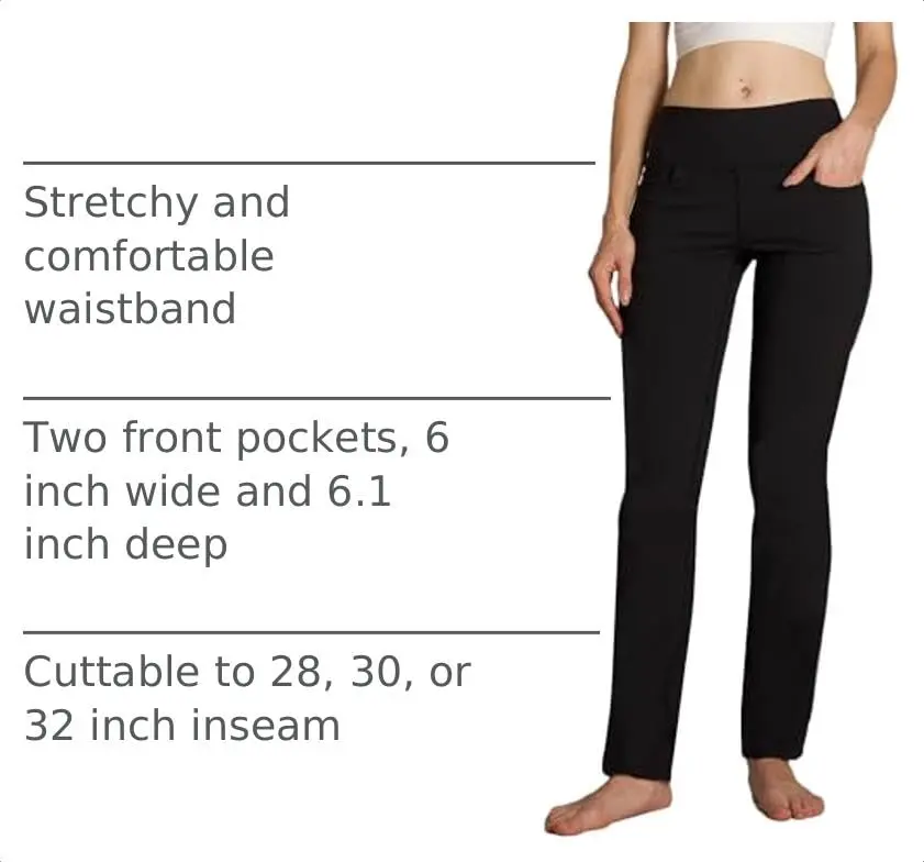 Safort Women's Yoga Pants Straight Leg Yoga Dress Pants 28"/30"/32"/34" Long Tall Inseam Stretch Slacks with Pocket for Workout 34'', Black, M - view 4
