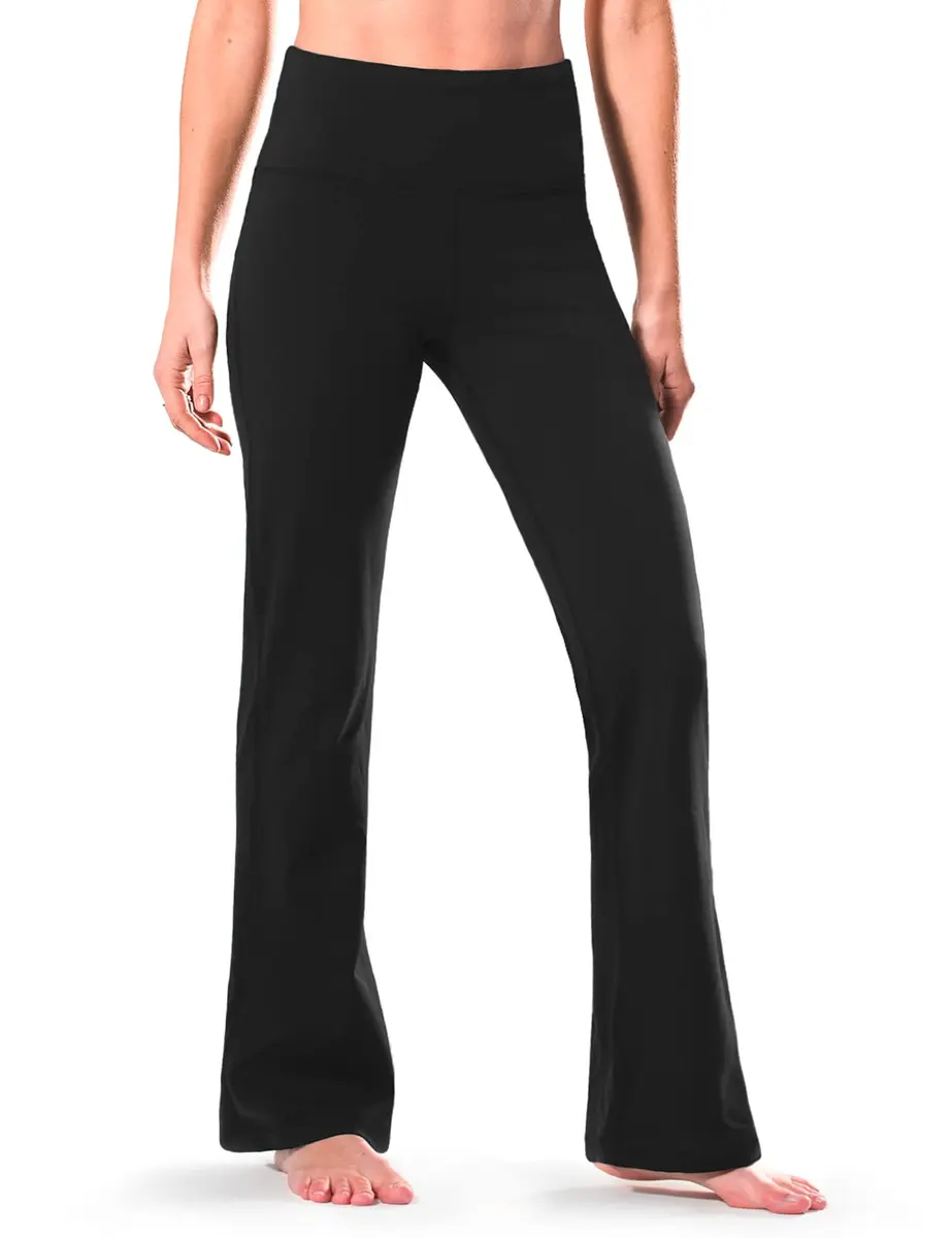 Safort High Waisted Bootcut Yoga Pants 28"-34" Inseam | Flared Leg, 2 Pockets, Black, XL - main product image