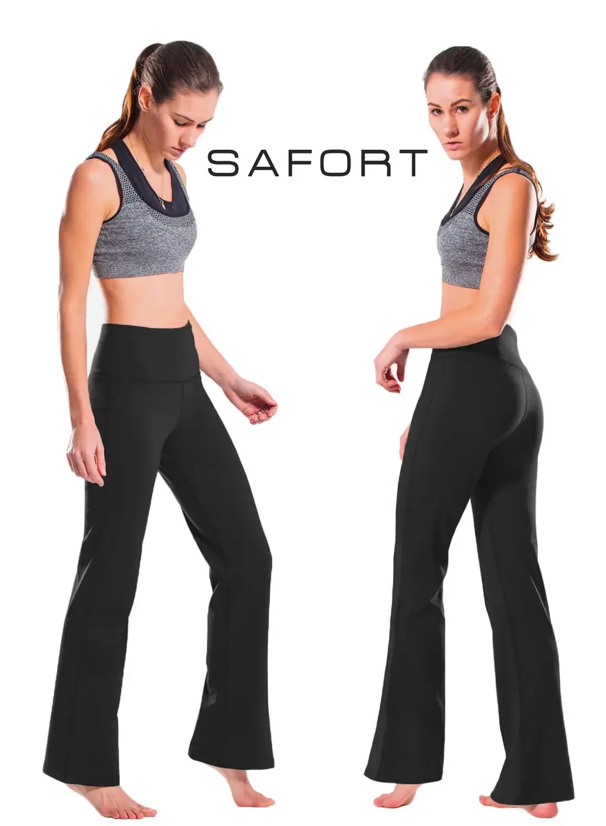 Safort High Waisted Bootcut Yoga Pants 28"-34" Inseam | Flared Leg, 2 Pockets, Black, XL - view 7