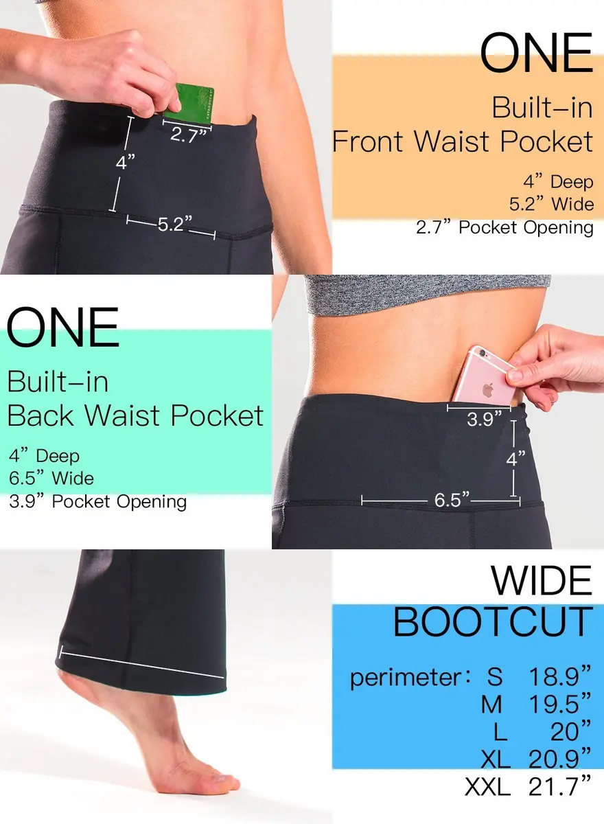 Safort High Waisted Bootcut Yoga Pants 28"-34" Inseam | Flared Leg, 2 Pockets, Black, XL - view 3