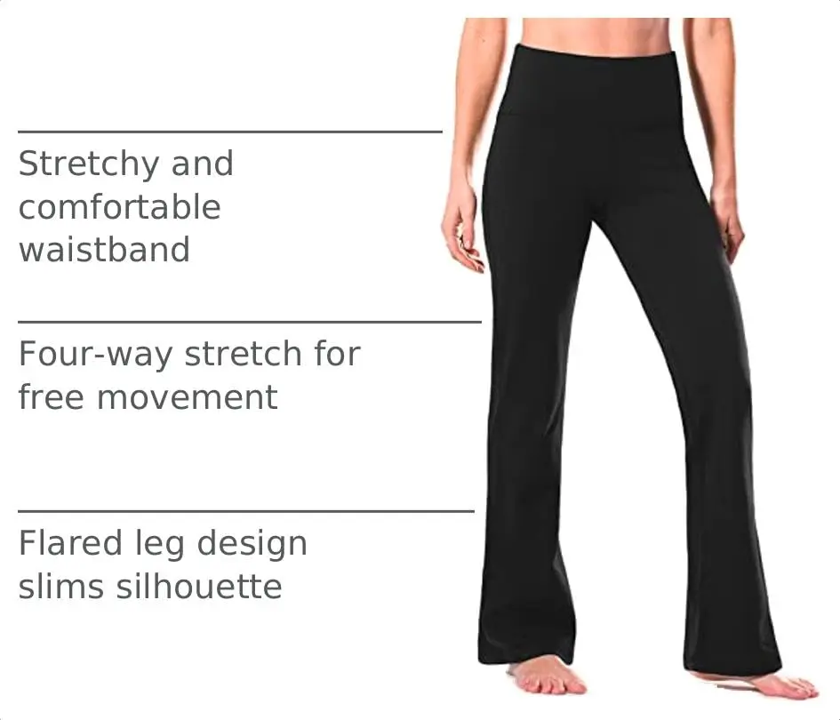 Safort High Waisted Bootcut Yoga Pants 28"-34" Inseam | Flared Leg, 2 Pockets, Black, XL - view 4