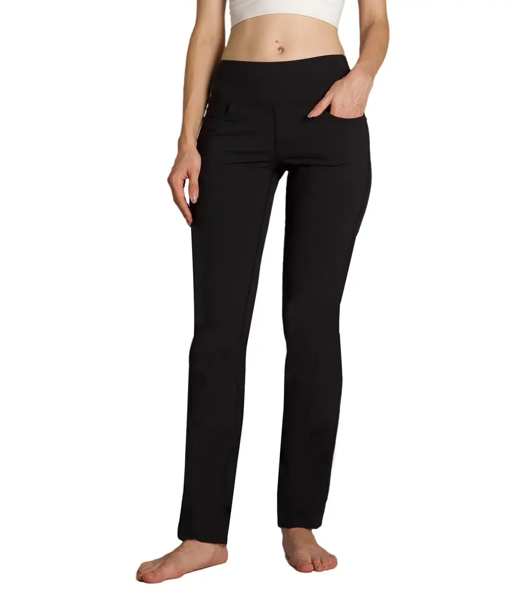 Safort Women's Yoga Pants Straight Leg 28"/30"/32"/34" | Moisture-Wicking, Mid Rise, Black - main product image