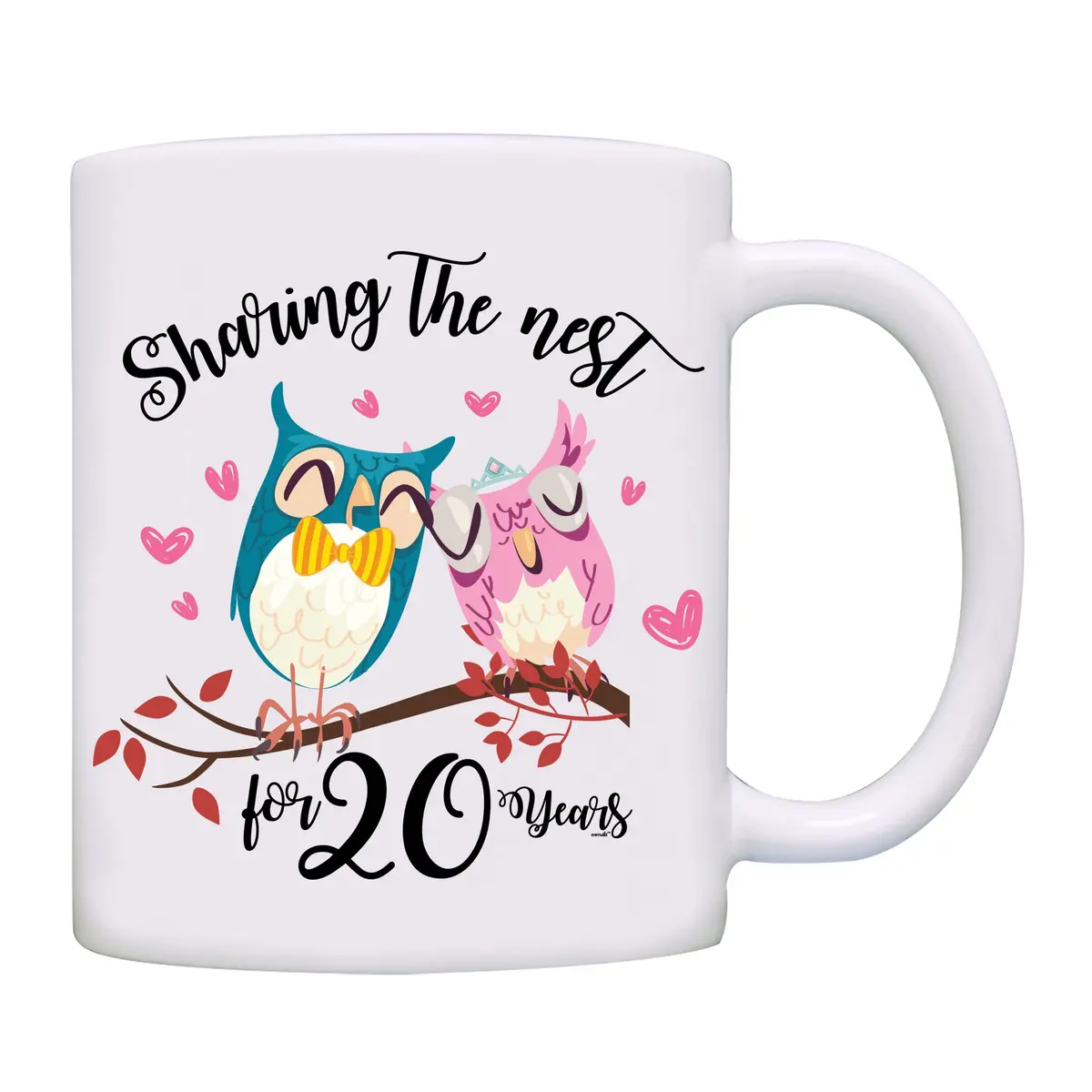 owndis Drinking Cup Sharing The Nest for 20 Years | Anniversary Mug, 11oz, Ceramic, White - main product image