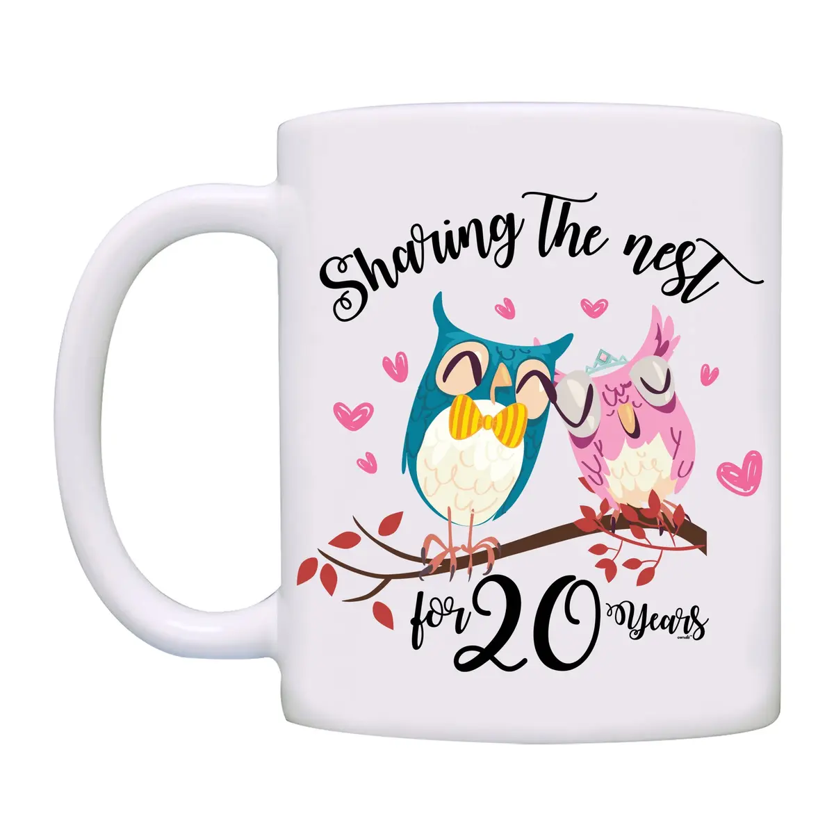 owndis Drinking Cup Sharing The Nest for 20 Years | Anniversary Mug, 11oz, Ceramic, White - view 2