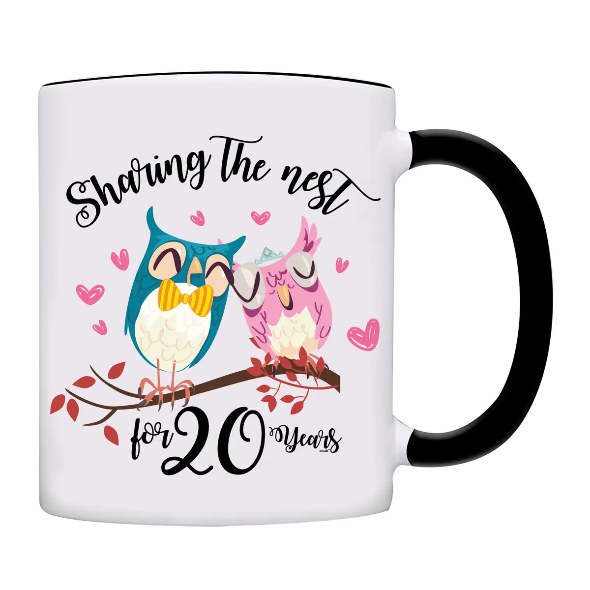 owndis Mug Sharing The Nest for 20 Years | Anniversary Couple Mug 11oz Black - main product image